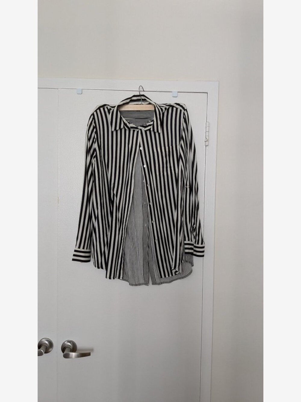 Jane + Delancey Black White Striped Button Down Shirt Size S